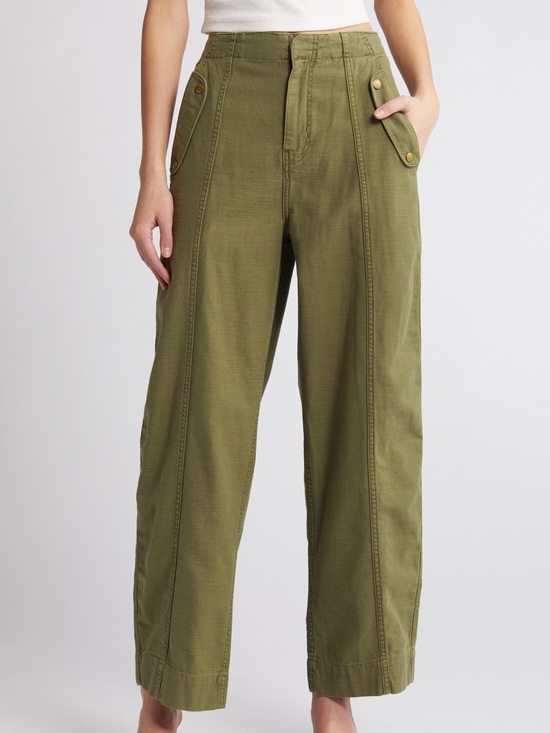 Frame Denim Pants - Frame High Waist Utility Barrel Pants - Washed Winter Moss